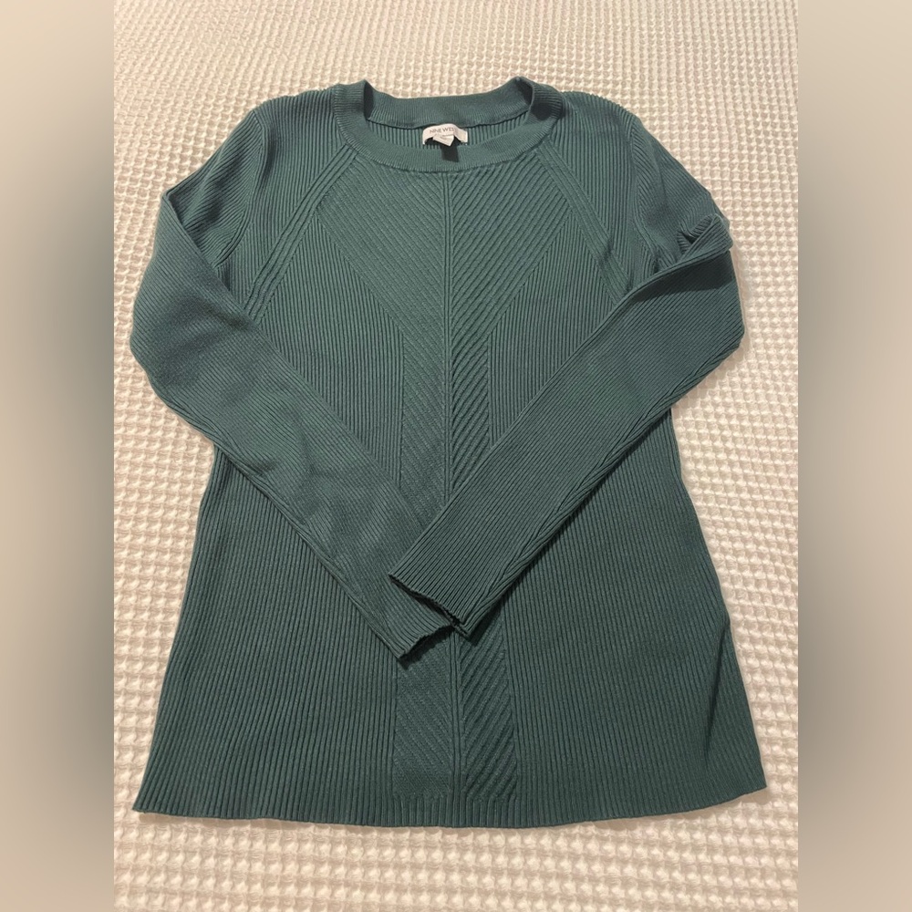 Nine West - Dark Green Ribbed Sweater - Picture 2 of 5